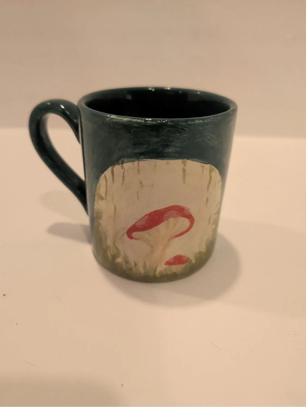 Handmade mushroom coffee mug glazed